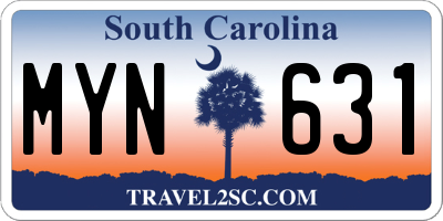 SC license plate MYN631