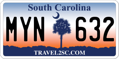 SC license plate MYN632