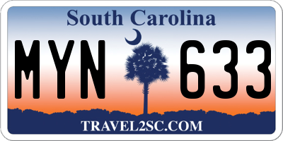 SC license plate MYN633