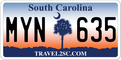 SC license plate MYN635