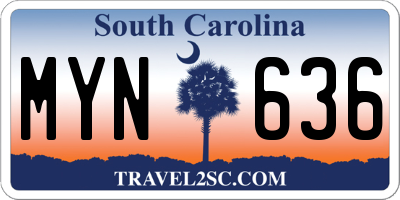 SC license plate MYN636