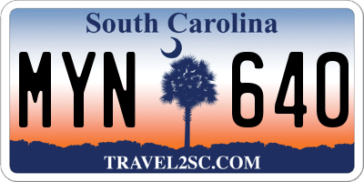 SC license plate MYN640