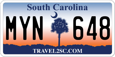 SC license plate MYN648