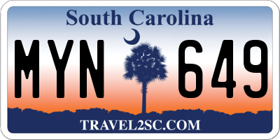 SC license plate MYN649