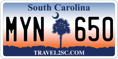 SC license plate MYN650