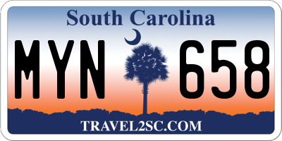 SC license plate MYN658