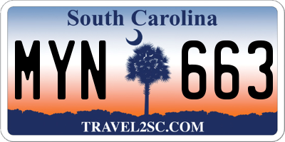 SC license plate MYN663