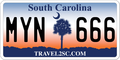 SC license plate MYN666