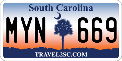SC license plate MYN669