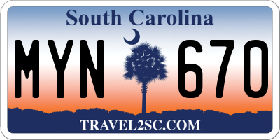 SC license plate MYN670