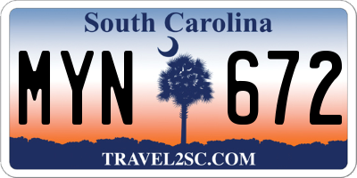 SC license plate MYN672