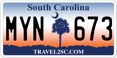 SC license plate MYN673