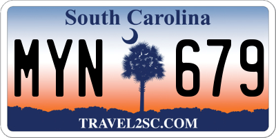SC license plate MYN679