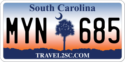 SC license plate MYN685