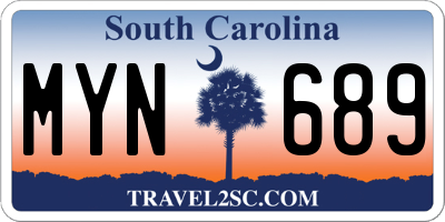 SC license plate MYN689