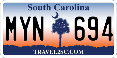 SC license plate MYN694
