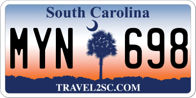 SC license plate MYN698