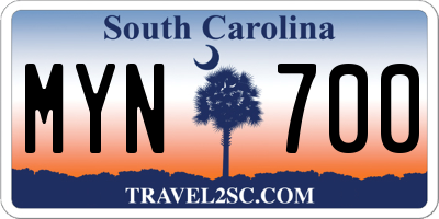 SC license plate MYN700