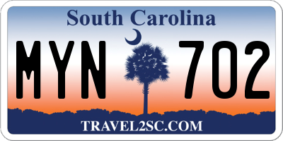 SC license plate MYN702
