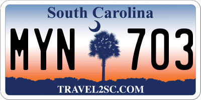 SC license plate MYN703
