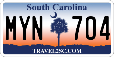 SC license plate MYN704