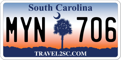 SC license plate MYN706