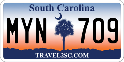 SC license plate MYN709
