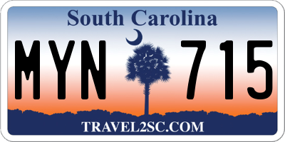 SC license plate MYN715