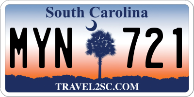 SC license plate MYN721