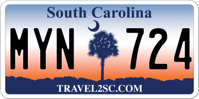 SC license plate MYN724