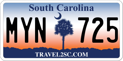 SC license plate MYN725