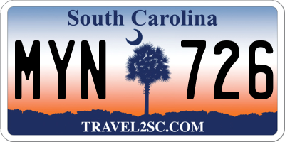 SC license plate MYN726
