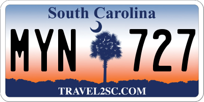 SC license plate MYN727