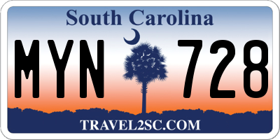 SC license plate MYN728