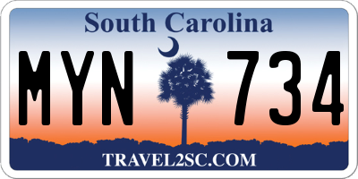 SC license plate MYN734