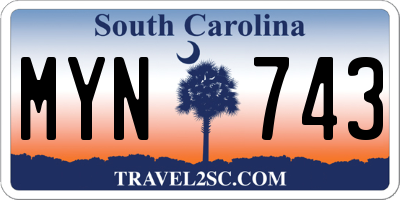 SC license plate MYN743