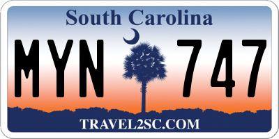 SC license plate MYN747