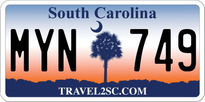 SC license plate MYN749