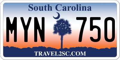 SC license plate MYN750