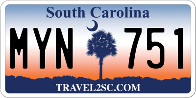 SC license plate MYN751