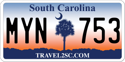 SC license plate MYN753