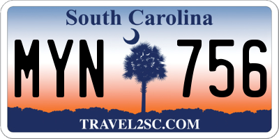SC license plate MYN756
