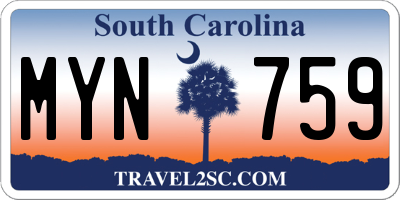 SC license plate MYN759