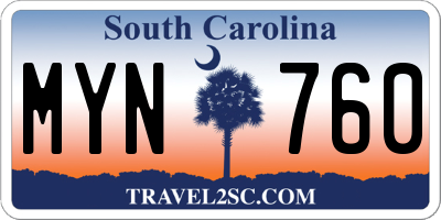 SC license plate MYN760
