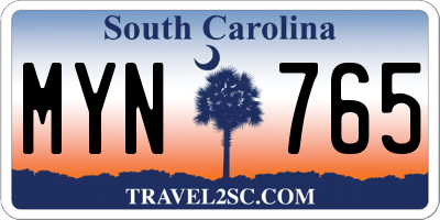 SC license plate MYN765