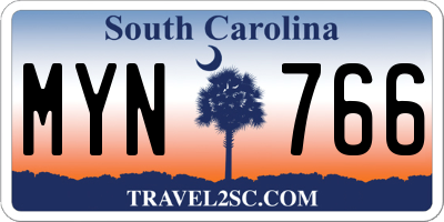 SC license plate MYN766