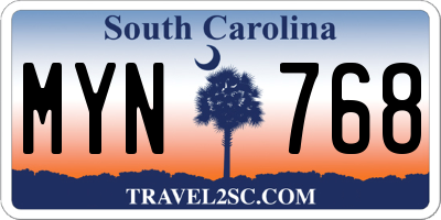 SC license plate MYN768