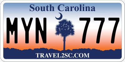 SC license plate MYN777