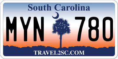 SC license plate MYN780
