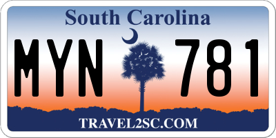 SC license plate MYN781